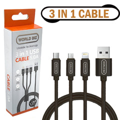 3 in 1 Multi Fast USB Charging Cable 5AMP