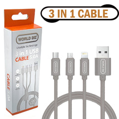 3 in 1 Multi Fast USB Charging Cable 5AMP