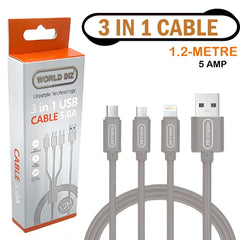 3 in 1 Multi Fast USB Charging Cable 5AMP