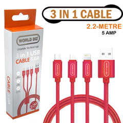 3 in 1 Multi Fast USB Charging Cable 5AMP