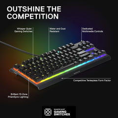 SteelSeries USB Apex 5 Hybrid Mechanical Gaming Keyboard – Per-Key RGB Illumination – Aircraft Grade Aluminum Alloy Frame – OLED Smart Display (Hybrid Blue Switch)