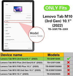 Lenovo M10 3rd Gen 10.1 Inch Case 2022 (TB328FU, TB-328XU)