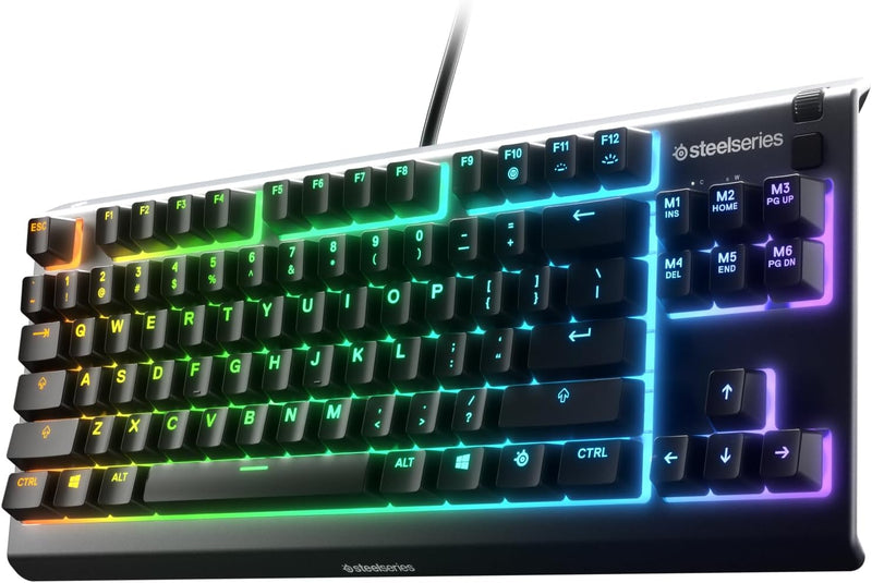 SteelSeries Apex 3 RGB Gaming Keyboard – 10-Zone RGB Illumination – IP32 Water Resistant – Premium Magnetic Wrist Rest (Whisper Quiet Gaming Switch)
