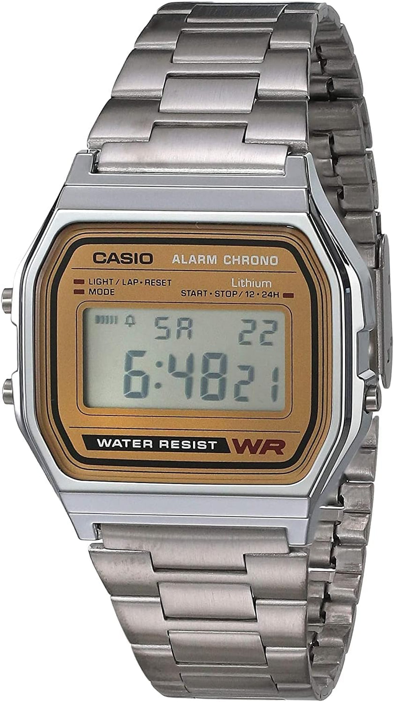 Casio A158WA Series | Unisex Digital Watch | Vintage | WR | 100 SEC Stop Watch | Daily Alarm | Regular Time Keeping: Hour, Minute, Second, PM, Date, Day | Led Light | 7 Yr Battery
