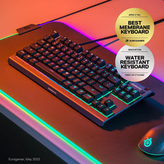 SteelSeries USB Apex 5 Hybrid Mechanical Gaming Keyboard – Per-Key RGB Illumination – Aircraft Grade Aluminum Alloy Frame – OLED Smart Display (Hybrid Blue Switch)