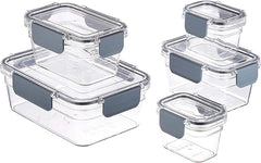 Amazon Basics Large Food Storage Containers - Tritan Plastic Locking, Air Tight, 10 Pieces, Clear